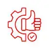 Rapid Truck Repair - Rapid Truck Repair - Red gear icon with a thumbs-up and a checkmark, signaling approval and quality in manufacturing/engineering contexts.